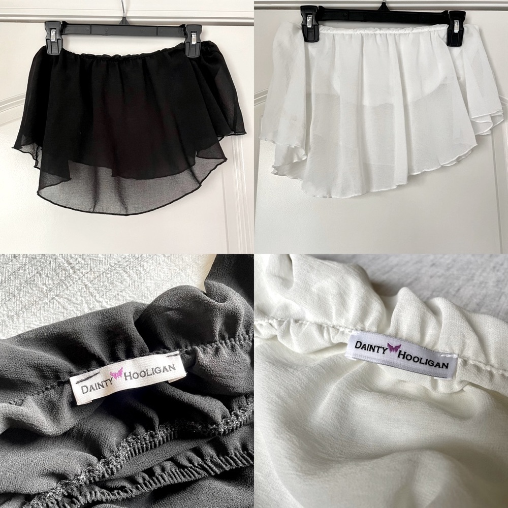 Set of 2 Dainty Hooligan Itsy Bitsy Crop Top / Bandeau | White & Black | Size S